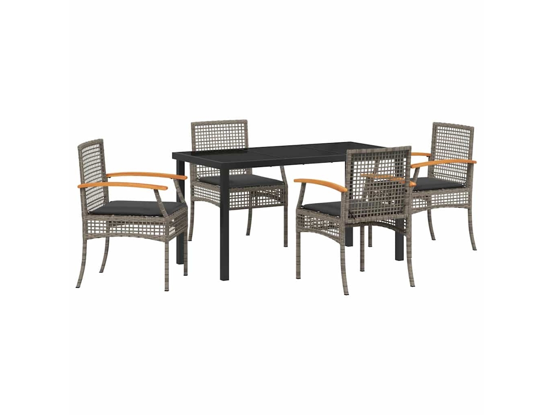 Maison Exclusive - Conjunto De Jantar Para Jardim 5 Pcs Cinza E Preto Vime