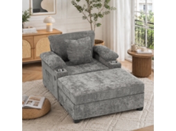 Poltrona Relax Em Chenille Com Porta-copos E Carregamento Usb, Poltrona Lounge Para Sala E Escritório