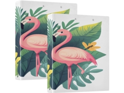 Pasta Escolar Flamingo Vermelho 3,8cm com Sacolas, Pacote com 1 ou 2 unidades, Camada Rígida, Material para Mesa