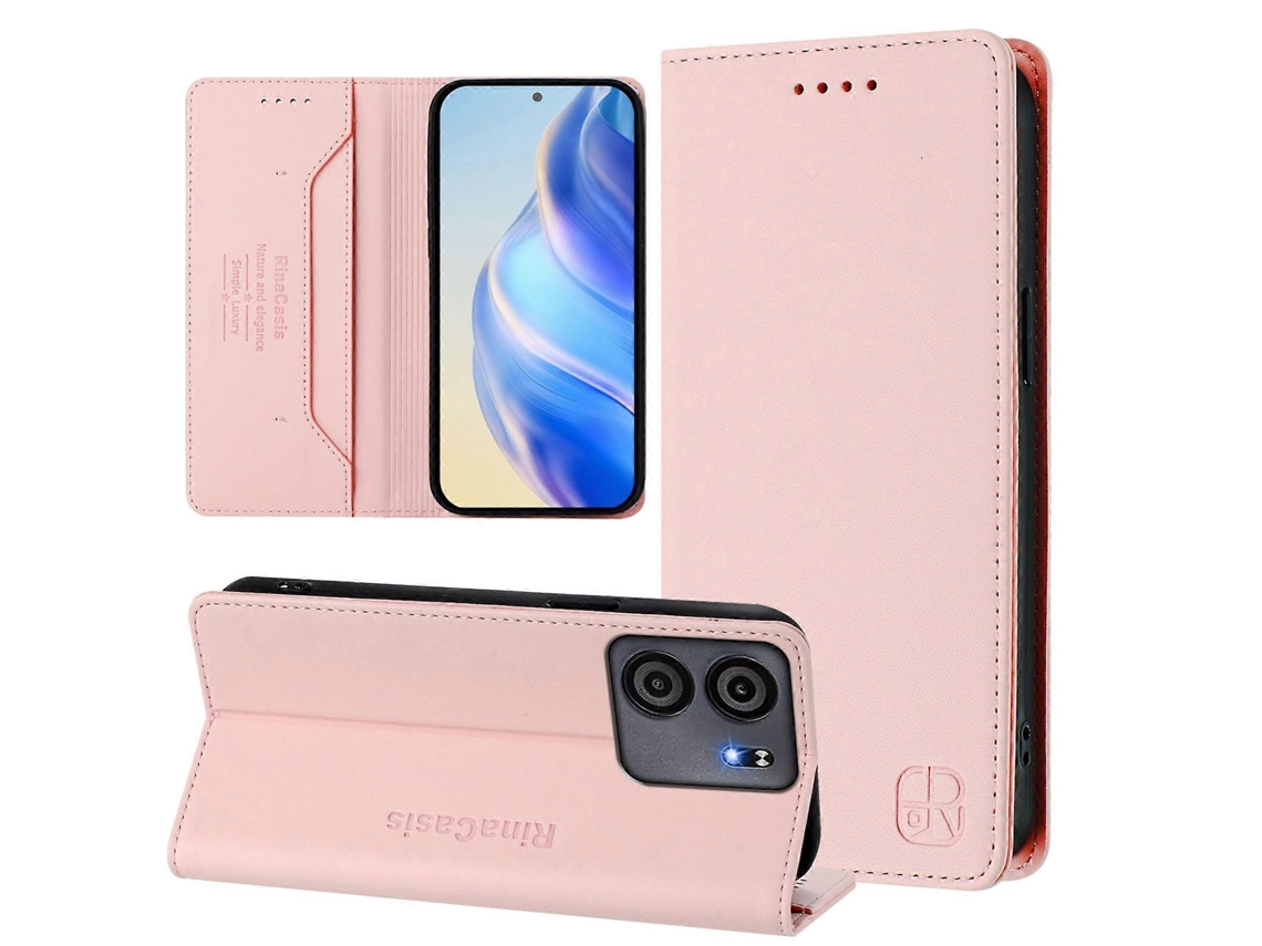Capa De Couro Para Celular Rc01 Com Dupla Dobra Magnética E Rfid