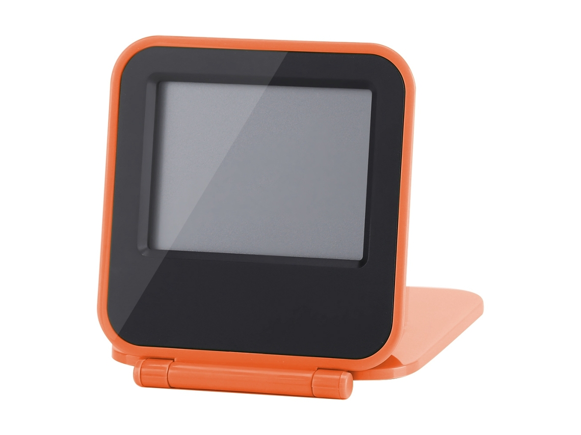 Relógio Despertador Digital Portátil Plegável com Tela LCD, Temperatura e Calendário Laranja S/MARCA