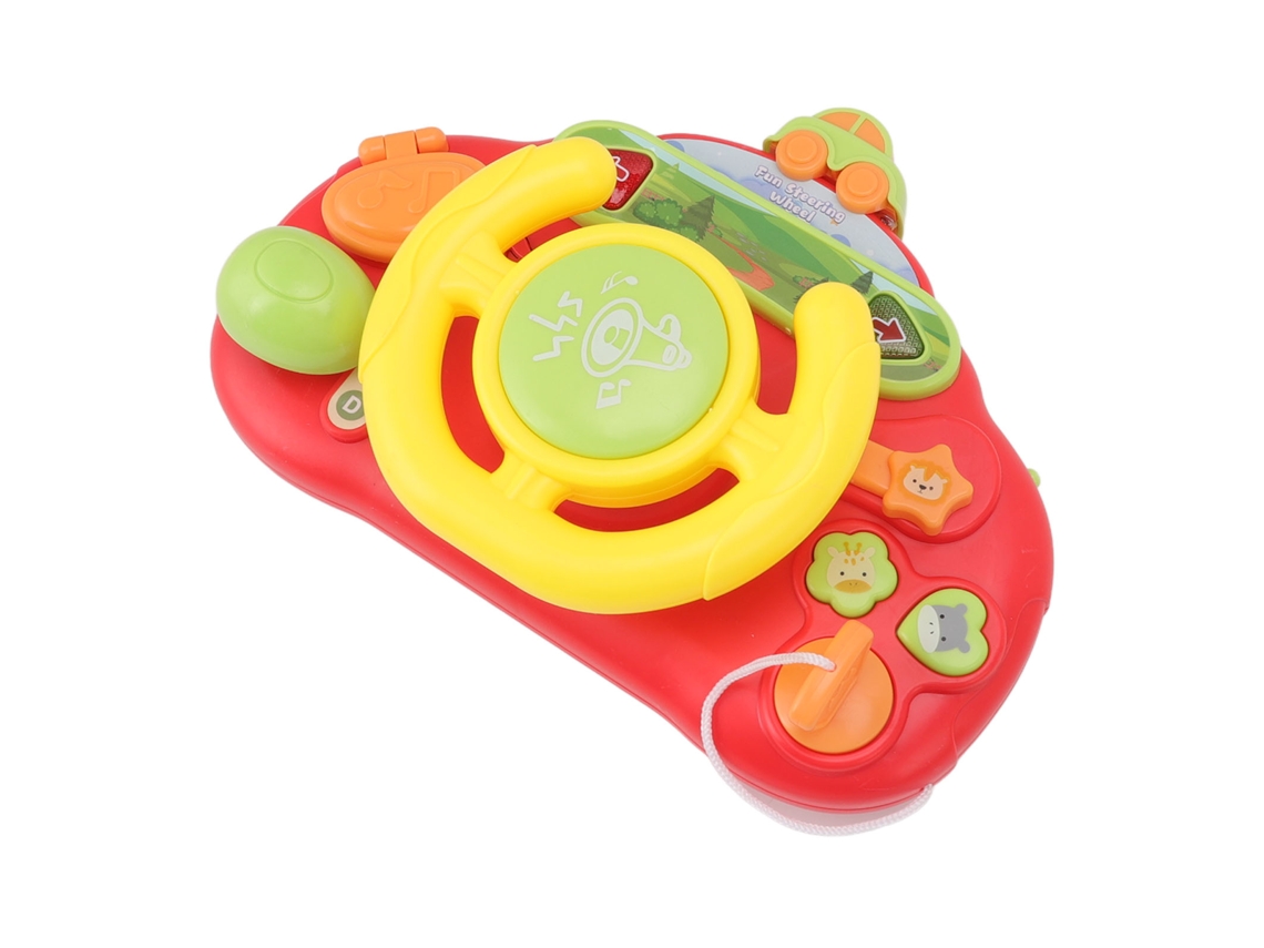 Primerox brinquedo Volante de Simulação Infantil com Música e Sons Rodas Livres Vermelho