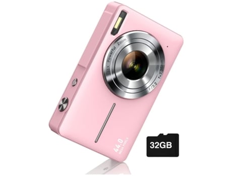 Câmera digital FHD 1080P, câmera digital compacta com zoom de 16x e função antivibração, adequada para meninos e meninas, rosa Yizhood