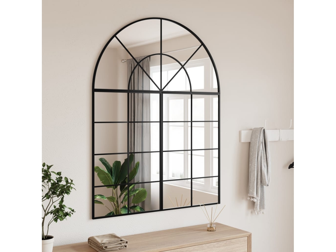 Vidaxl Espelho De Parede Arqueado 100x130 Cm Ferro Preto
