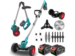 Corta-relva 7000 Rpm,roçadora Aparadora Elétrica 600w Sem Fio, 6 Polegadas, 3 Lâminas, Telescópica 100-135cm Com Rodas Para Jardim E Quintal