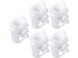 Suportes De Chuveiro Com Ventosa Silicone, 5 Peças, Ajustáveis, Brancos, Fáceis De Usar No Banheiro