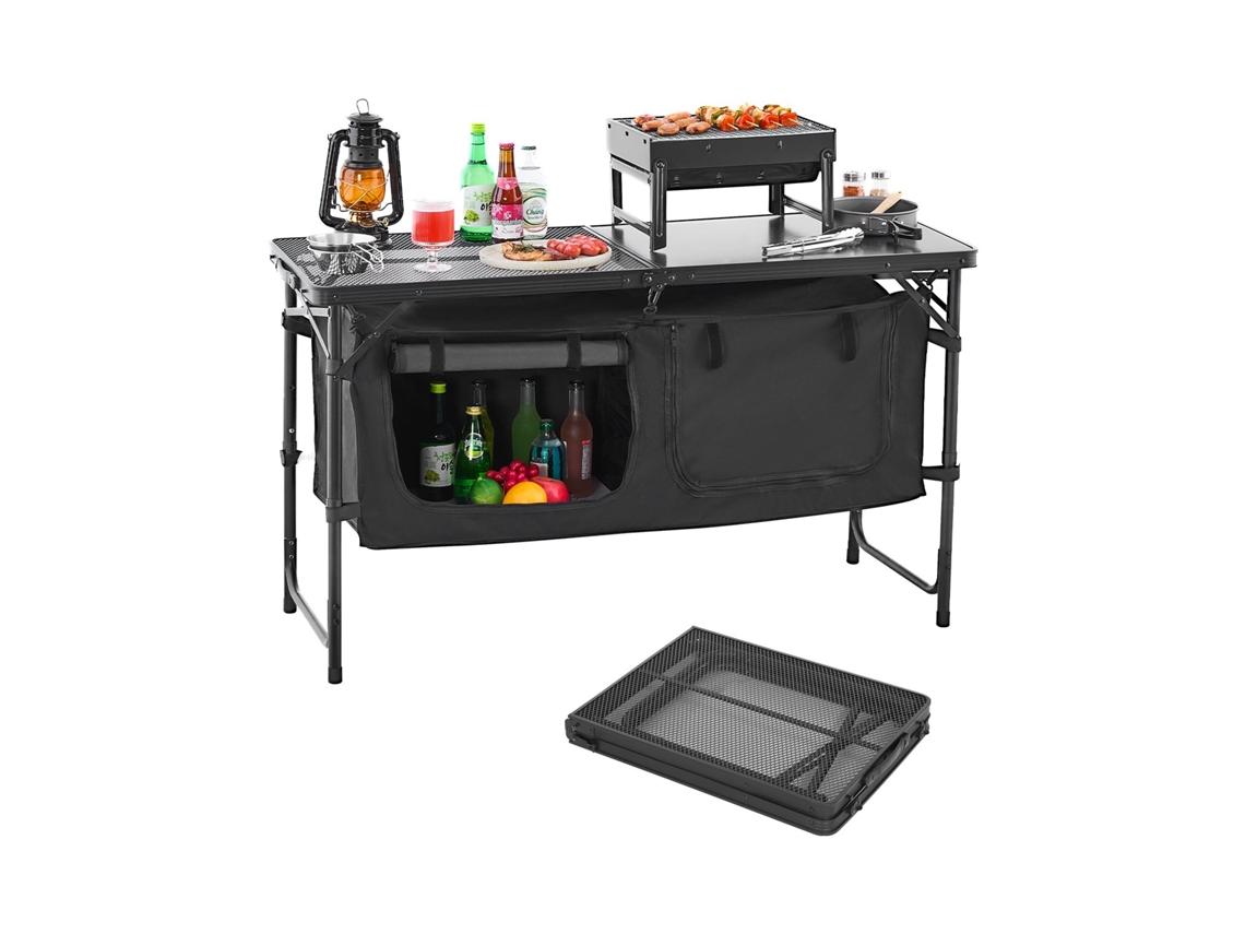Mesa de cozinha dobrável portátil para acampamento Vevor com 3 alturas ajustáveis, preta