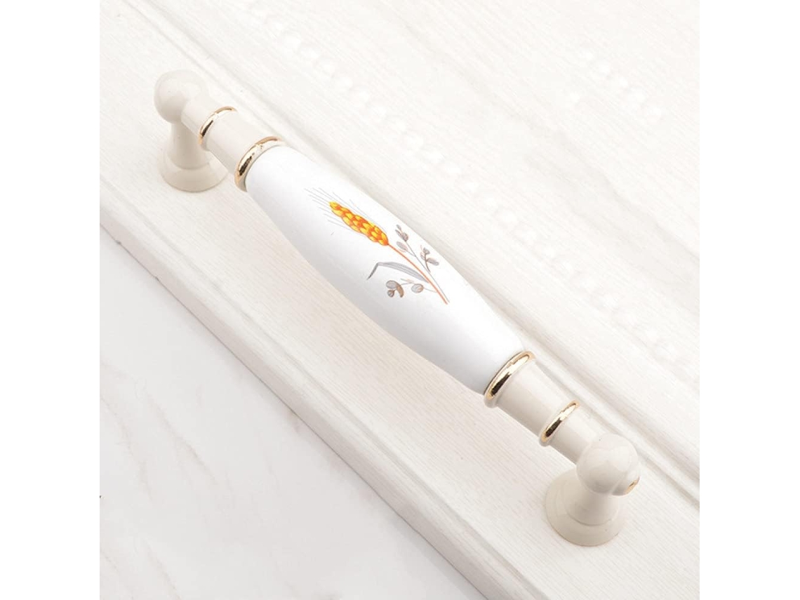 Porta 702.160 European Gold Flower, Puxador Moderno Em Cerâmica, Armário Simples.