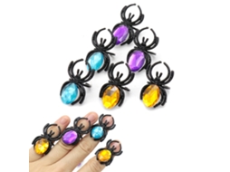 Mali 10 Aranhas Anéis de Plástico com Pedras para Decoração de Festa de Halloween e Brindes