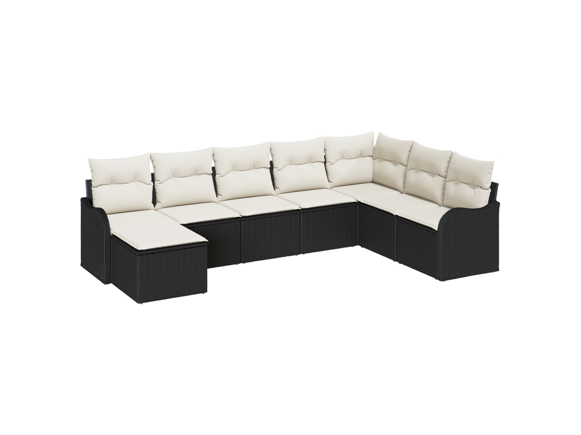 Conjunto 8 Sofá Modular Vidaxl Preto Vime Pe (287,5 X 177,5 X 69 Cm)