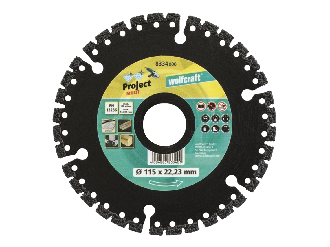 8334000 1 Disco De Corte De Diamante Pro Multi Ø 115 Mm Wolfcraft