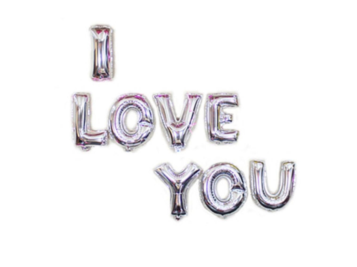 Conjunto De Balões De Filme De Alumínio I Love You Em Inglês 16 Polegadas Prateado Eoocoo
