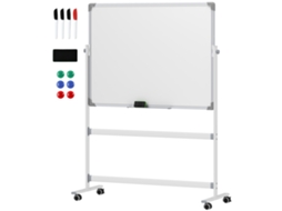Quadro Branco, 120 X 90 Cm, Magnético, Rotativo, Móvel, Incluindo Marcador e Esponja, Estrutura Metálica, Branca
