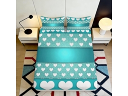 Conjunto de Cama com Estampa Corações em 3d Microfibra Fronha 200x25cm