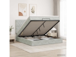 Vidaxl Cama Ottoman Com Colchão Cinzento-claro 160 X 200 Cm Veludo