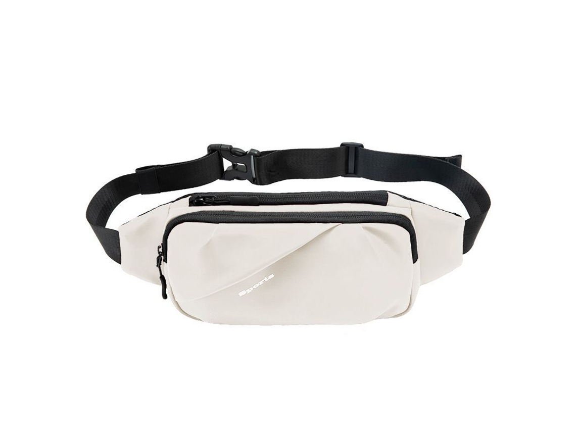 2026-linjou Borsalino Grande, Mochila Bandolera Com 4 Bolsos Com Cremalheira, Resistente À Água (branco Off)
