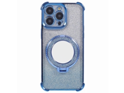 Capa Redonda Espelhada Com Suporte E Glitter Em Tpu Para Iphone 15 Pro