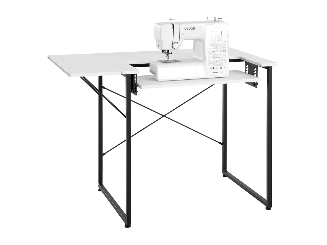Mesa De Costura Com Prateleira Ajustável Multiusos Branca 1045 X 600 X 760 Mm Vevor