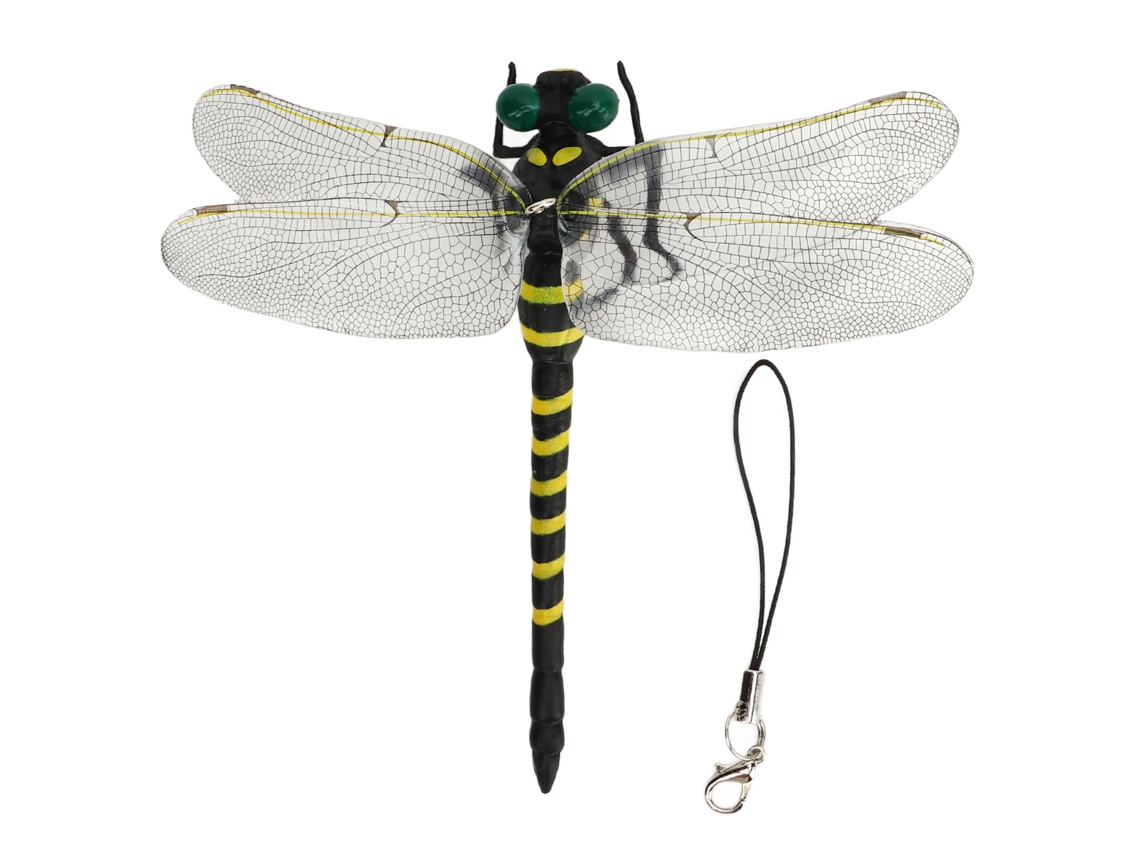 Libélula em miniatura de 12 cm (2026), figura realista e vívida com detalhes finos, ornamento de libélula com chaveiro e broche.