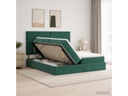 Vidaxl Cama Com Armazenamento Verde-escuro 200 X 200 Cm Veludo