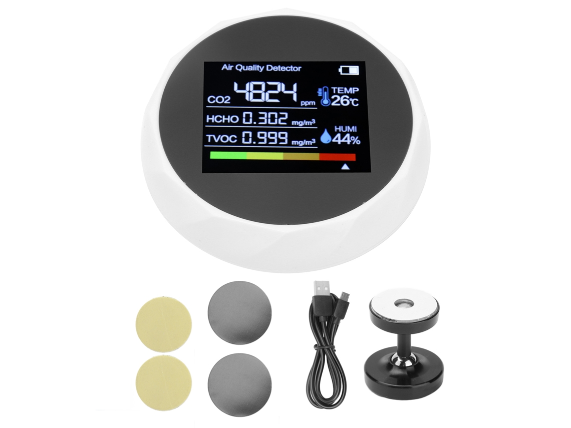 Detector de qualidade do ar, CO2, TVOC, temperatura e humidade com carregamento USB LAXISCREED
