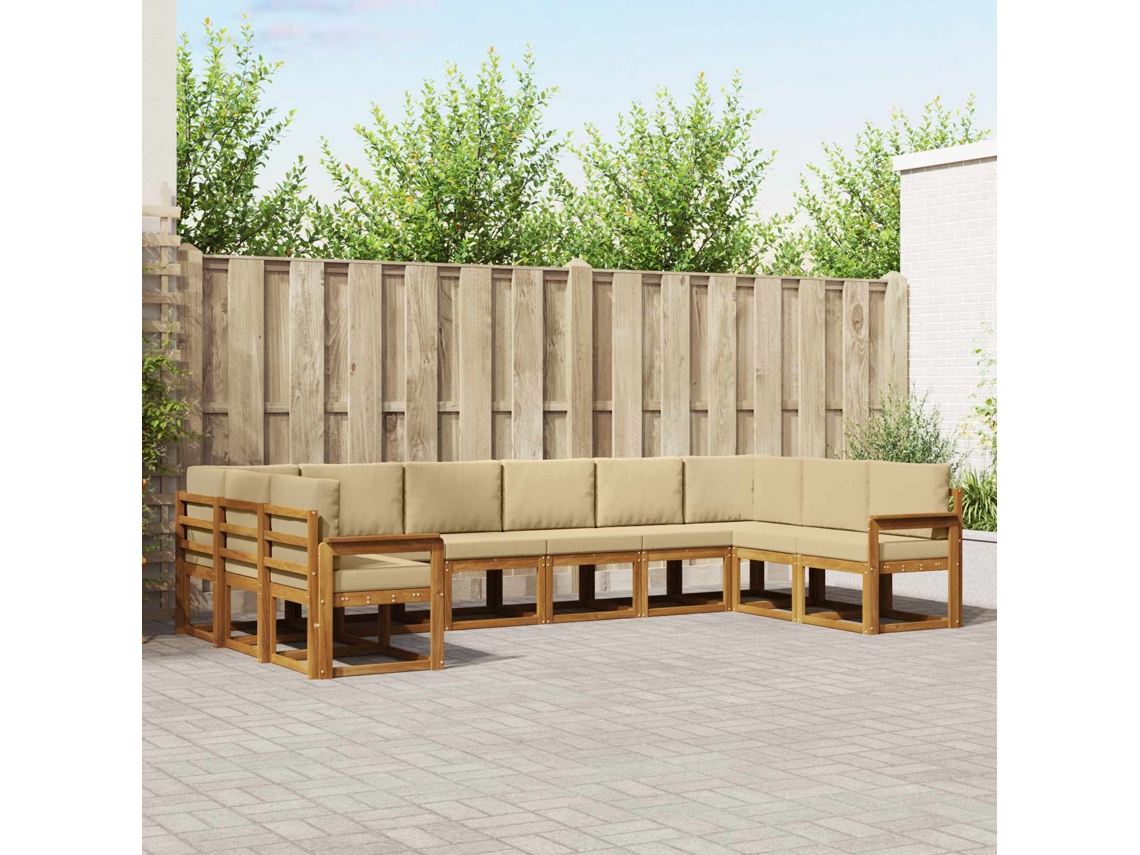 Vidaxl Conjunto De Sofás Para Exterior 10 Pcs Natural E Bege
