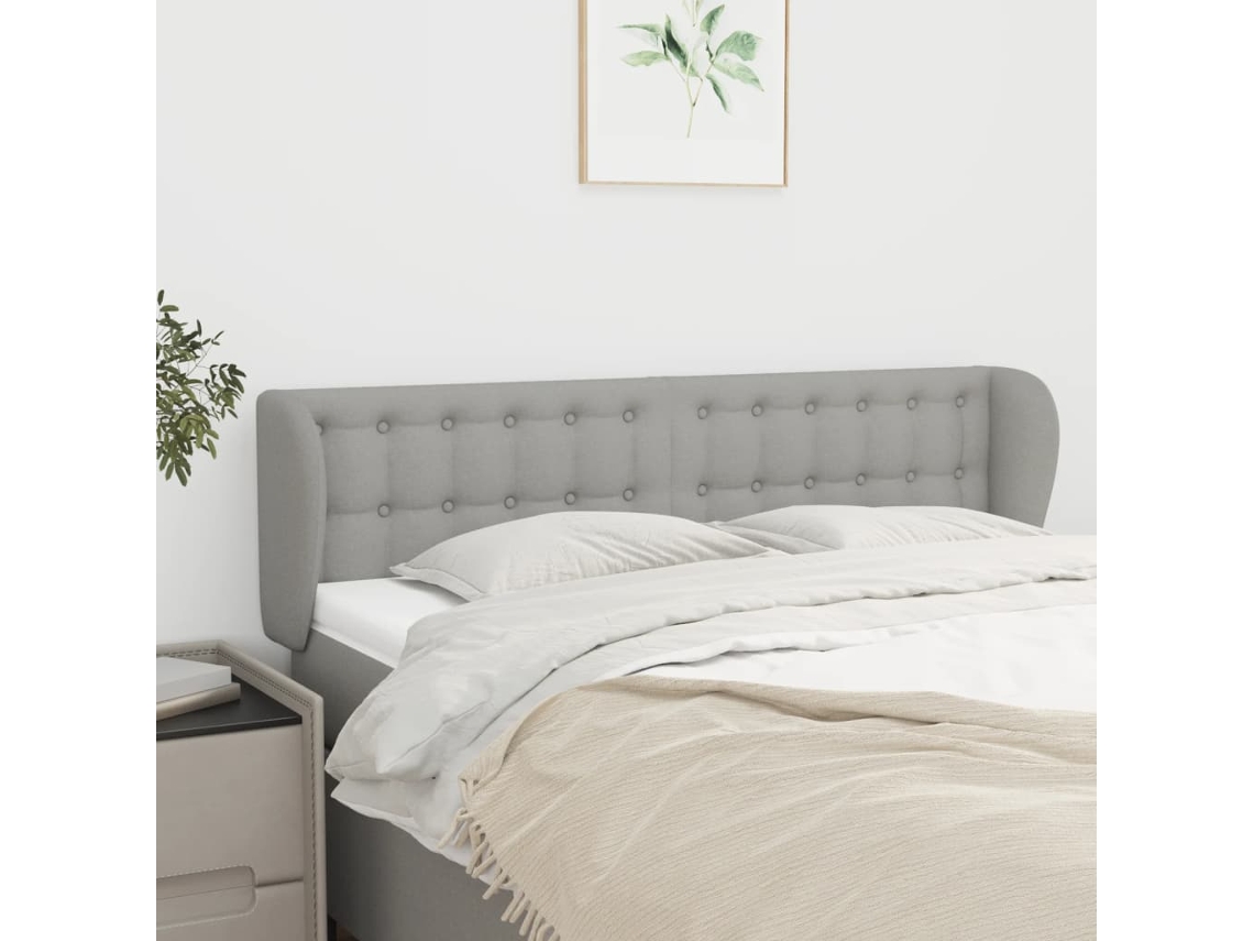 Vidaxl Cabeceira De Cama C/ Abas Tecido 147x23x78/88 Cm Cinzento-claro