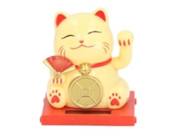 2026 gato da Sorte Solar de 2 Polegadas com Caixa Clara, Braço Móvel para Decoração de Casa, Escritório, Mesa Amarelo