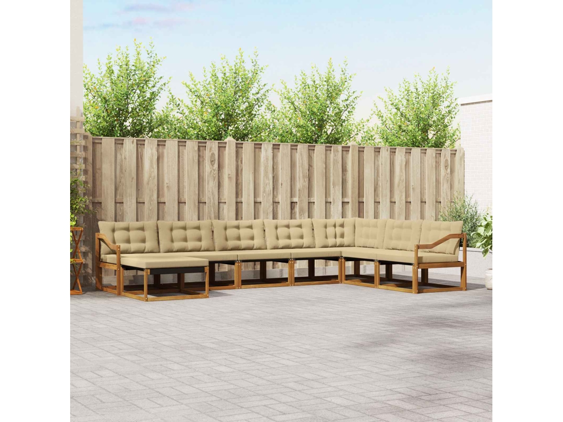 Vidaxl Conjunto De Sofás Para Exterior 8 Unid. Natural E Bege