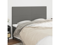 Cabecero de tela de 4 piezas 80x5x78/88 cm gris oscuro