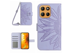 Capa De Celular Flip Em Couro Sintético Com Textura De Girassol E Cordão Para Motorola Moto G Stylus 5g 2025 Ht04.