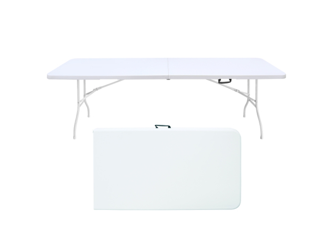 Mesa plegable portátil y resistente con capacidad de carga de 135 kg (blanca).