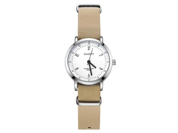 Reloj De Pulsera Para Hombre Analógico De Cuarzo Con Caja De Aleación Redonda Y Correa Pu Beige