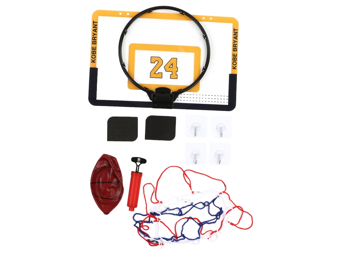 Mali kit de Cesto de Basquete Infantil Plegável com Gancho Bola e Bomba Brinquedo Amarelo para Crianças