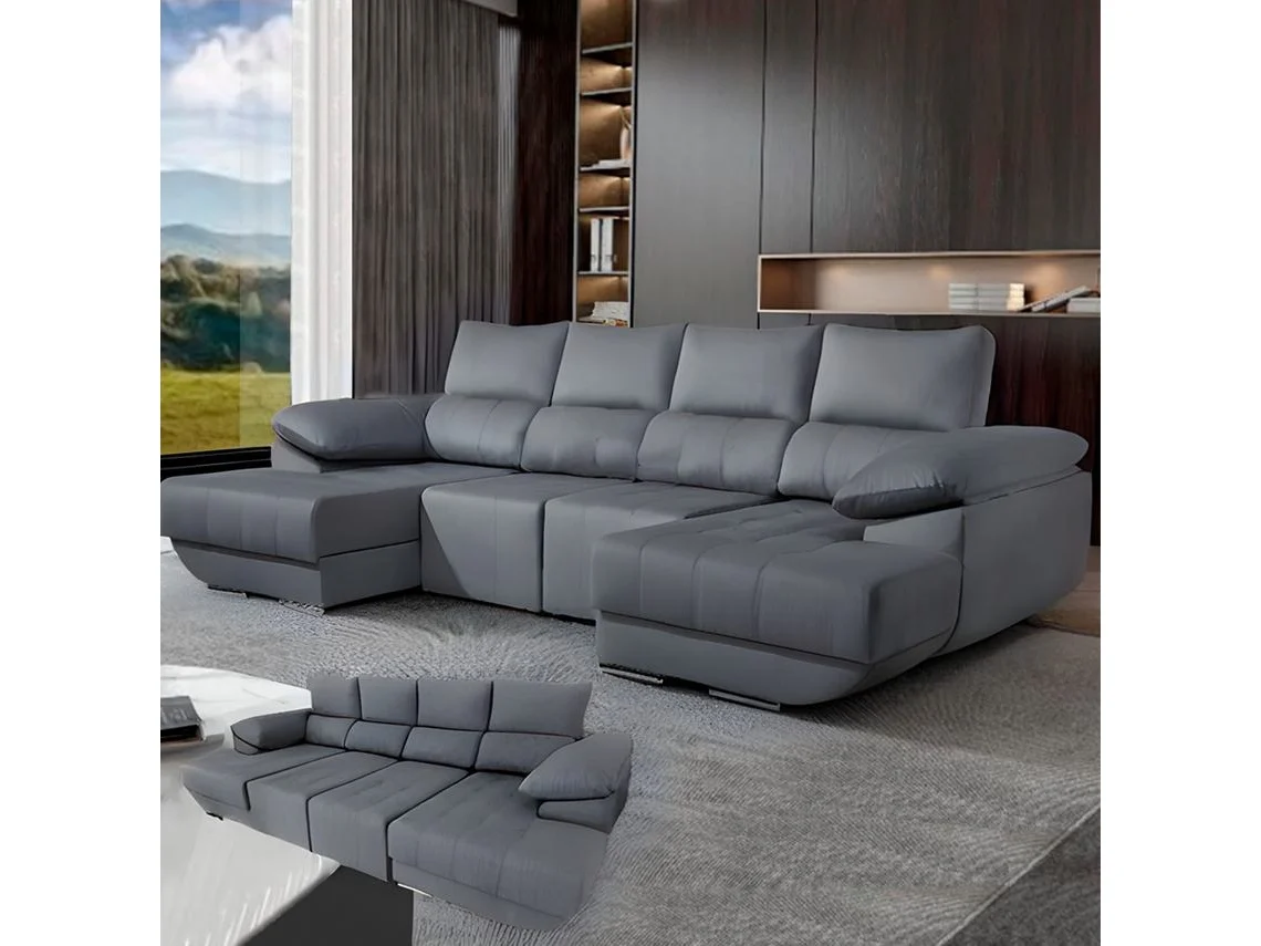 Sofá Chaise Longue DUPLA - Cinza (160X300X160 cm)