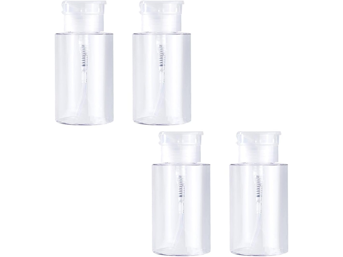 Conjunto De 4 Frascos Com Bomba Dosadora Vazios, Plástico Transparente