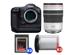 Eos R3 + Rf 70 200mm F/4 L Is Usm + 2 Sandisk 64gb Extreme Pro Cfexpress Type B + 3 Canon Lp e19 + Ebook “20 Dicas para Fotos Que Impressionam” CANON