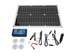 Carregador solar portátil Primerox de 100 W e 18 V com painel monocristalino e controlador USB.