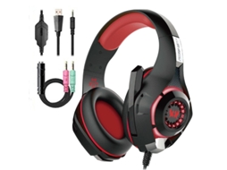 Fone De Ouvido Over Ear Para Jogos Beexcellent Gs400 Com Cabo Adaptador 3,5 Mm Compatível Com Telefones E Computadores Ushion (preto/vermelho)