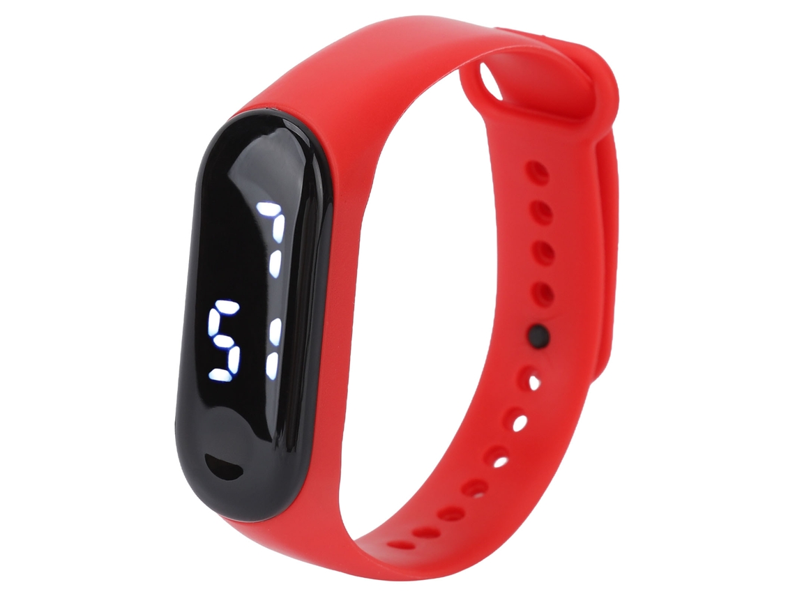 Relógio Digital Esportivo Led com Cinto de Silicone e Espelho Plástico para Estudante Vermelho