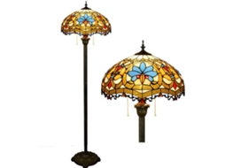 Luminária De Chão Gdlight Estilo Tiffany Com Vitrais Em Vidro Cristal E Corrente, Ideal Para Leitura Em Quartos E Salas