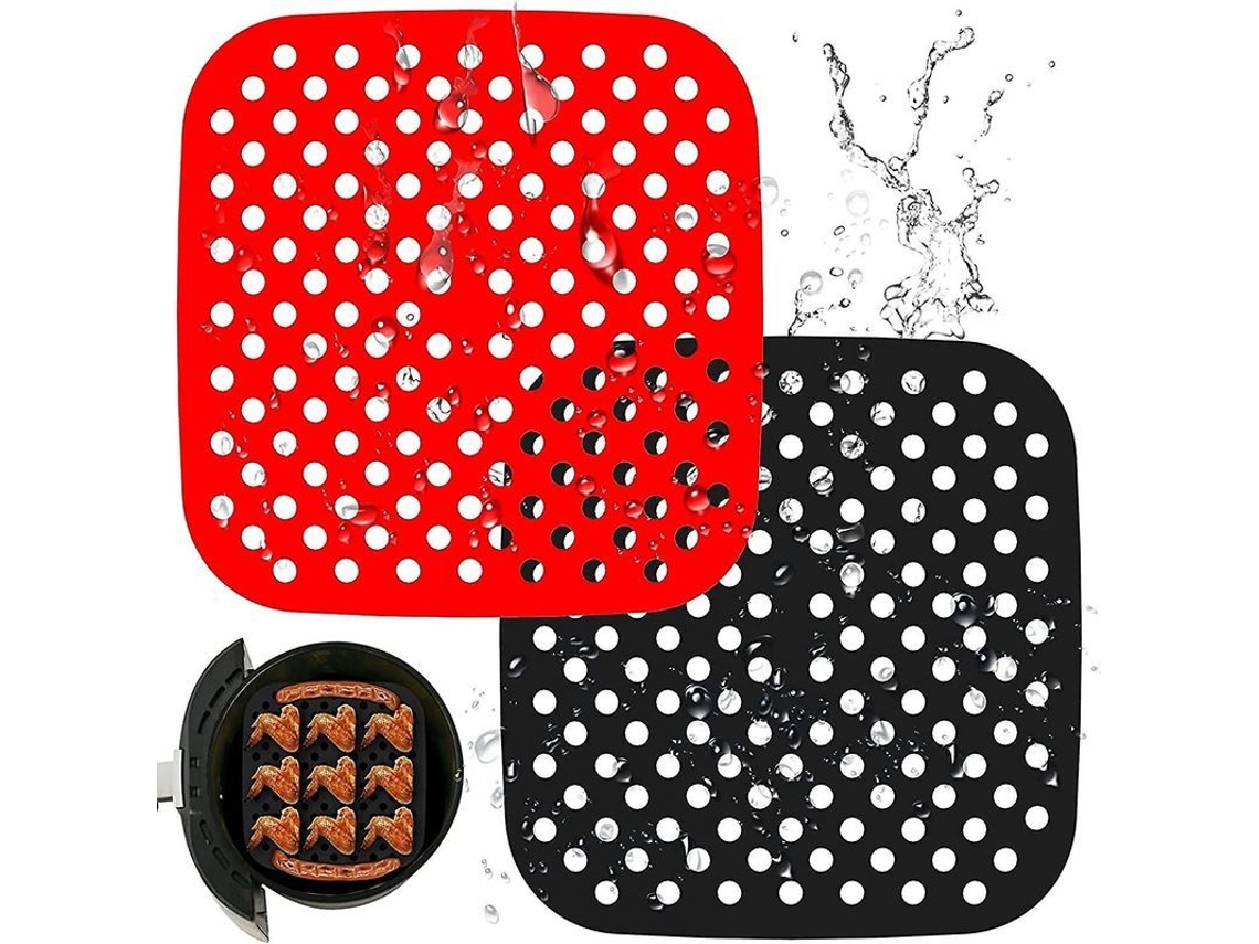 2 Peças De Tapetes De Silicone Para Air Fryer, Reutilizáveis, 21,5 Cm, Antiaderentes, Lavavajillas