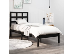Estrutura Cama Pequena Solteiro 75x190 Cm Madeira Maciça Preto