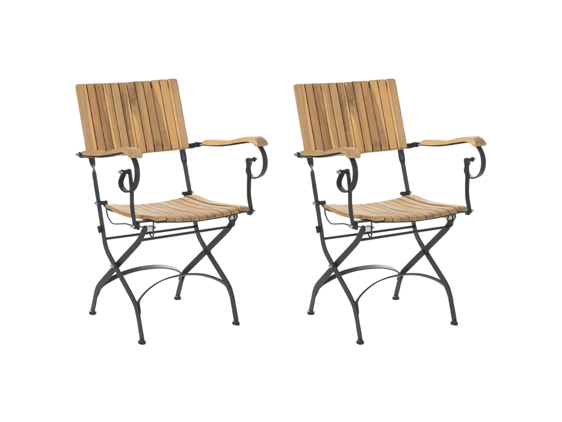 Cadeiras De Refeição Em Madeira E Com Braços Para O Exterior Beliani Lascari De Madeira De Acácia Castanho Claro 45x42x89