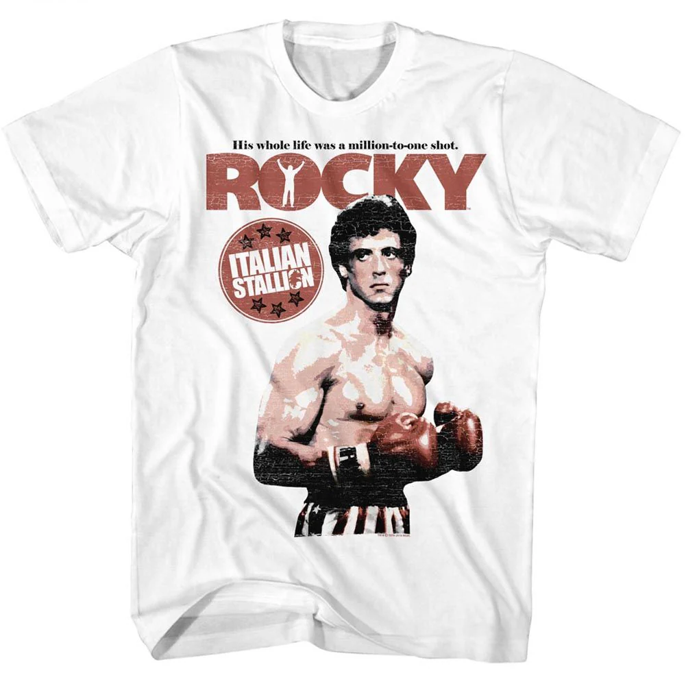 Unisex Adult T-shirt Rockinstone Rocky Movie Million To One White Sizexxxl