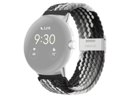 Bracelete de Nylon Design de Fivela Ajustável Respirável para Google Pixel Watch Preto/Cinza