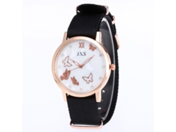Reloj De Pulsera Analógico De Cuarzo Con Correa De Nailon Para Hombre Y Mujer (negro)