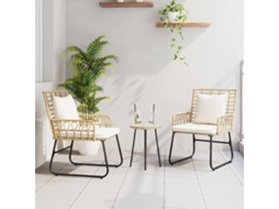 Vidaxl Conjunto De Jantar Para Jardim 3 Unid. Marrom E Creme Vime Pe