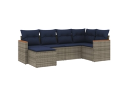 Conjunto de Sofá de Jardim, 6 Peças, Almofadas, Rattan Cinza MAISON EXCLUSIVE