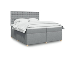 Vidaxl Cama Com Molas/colchão 200x200 Cm Tecido Cinza-claro